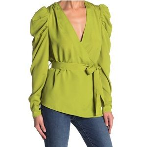 Kendall + Kylie | puffed shoulder citrine wrap top